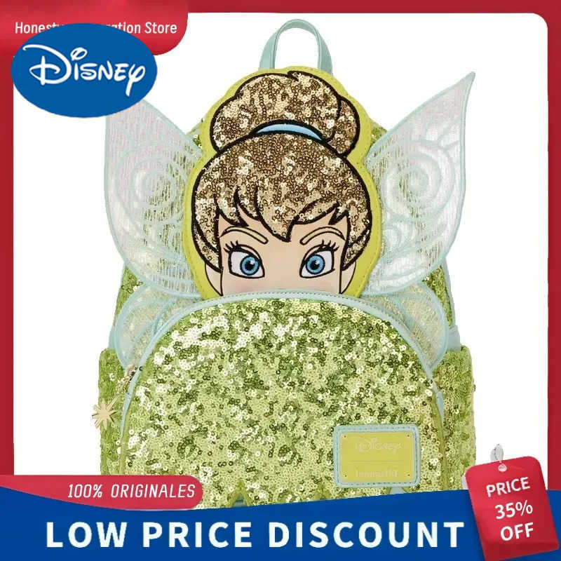 Disney New Loungefly Tinker Bell Sequined Mini Backpack For Girls Casual Backpack Exquisite Fashionable Creative Surprise Birthday Gift X2506041