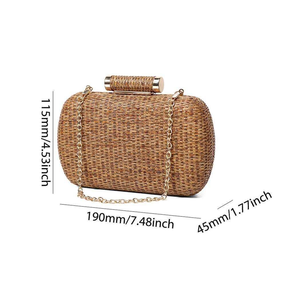 Summer Crochet Vintage Dinner Ladies Hand-Woved Evening Trend Straw Weaving Clutch Women Fashion Chian Crossbody Bag
