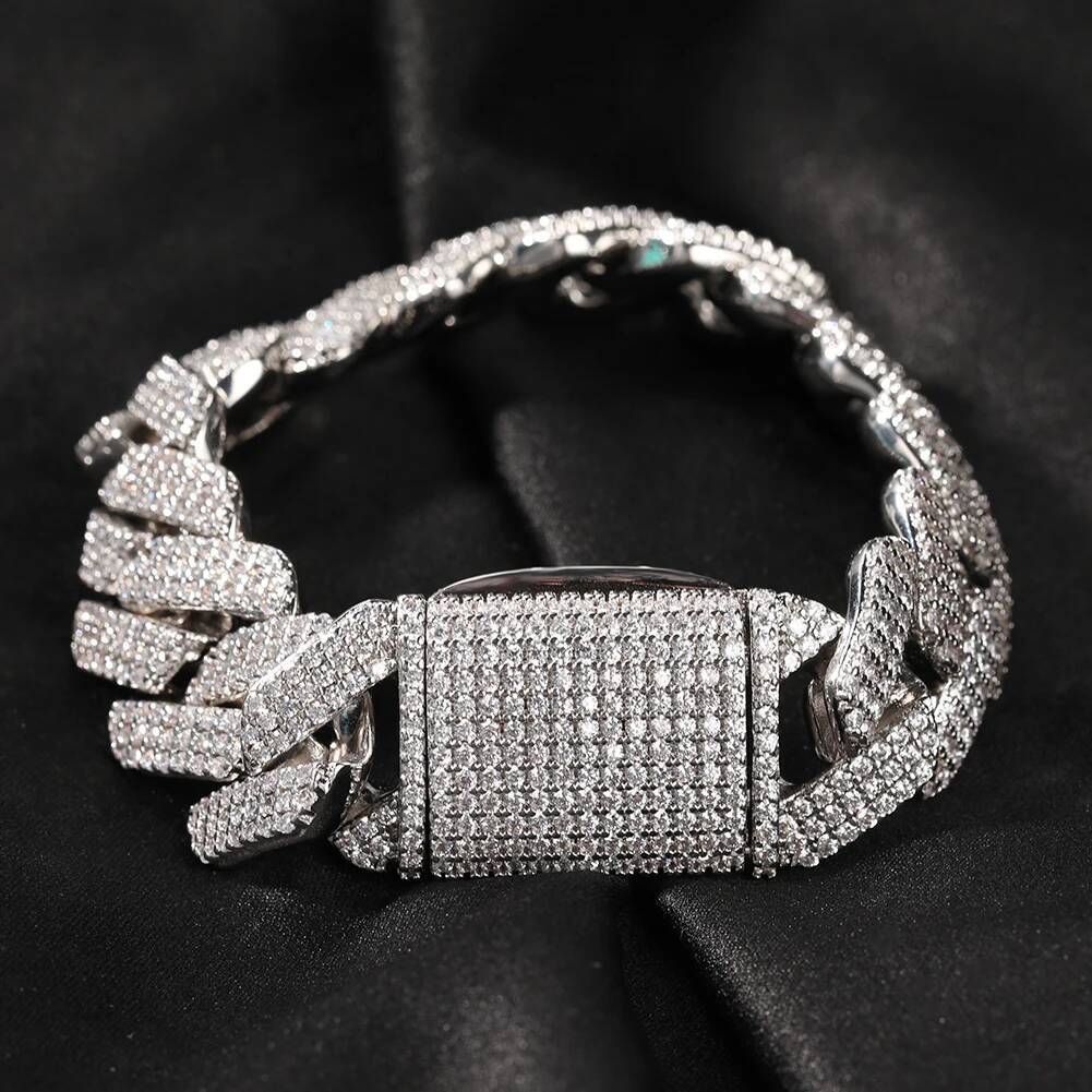 UWIN 20mm Miami 3 Rows Prong Cuban Chain Necklace Micro Pave Iced Out Round Cubic Zirconia Link Fashion Hip Hop Jewelry for Gift