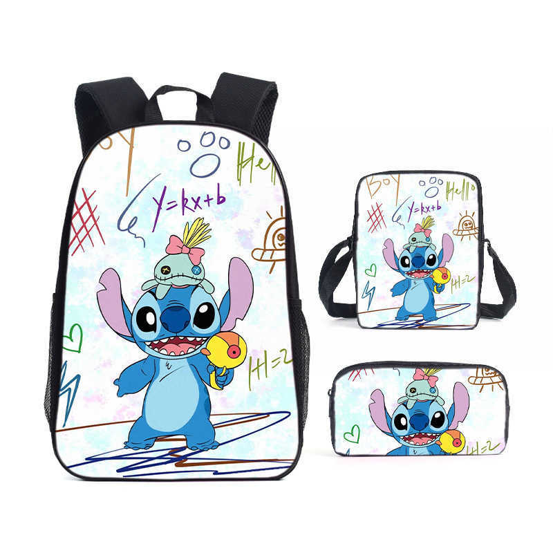 Disney Cute couple Mickey Minnie 3-piece childrens school backpack with lunch bag pencil case best gift for boys and girls school bagXJ250417