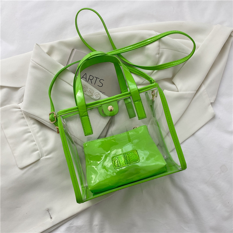 High quality brand new high-quality free designer bag European and American fashion transparent handbag jelly beach bag shoulder bag brand new free de