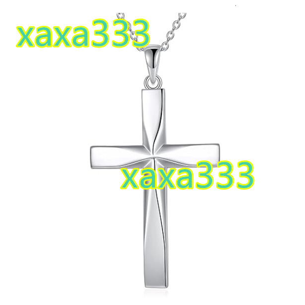 Classic Retro Smooth Cross Pendant 925 Silver Necklace Fashion Religious Jewelry Cross Necklace