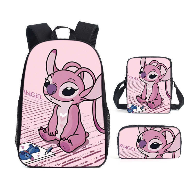 Disney Cute couple Mickey Minnie 3-piece childrens school backpack with lunch bag pencil case best gift for boys and girls school bagXJ250417