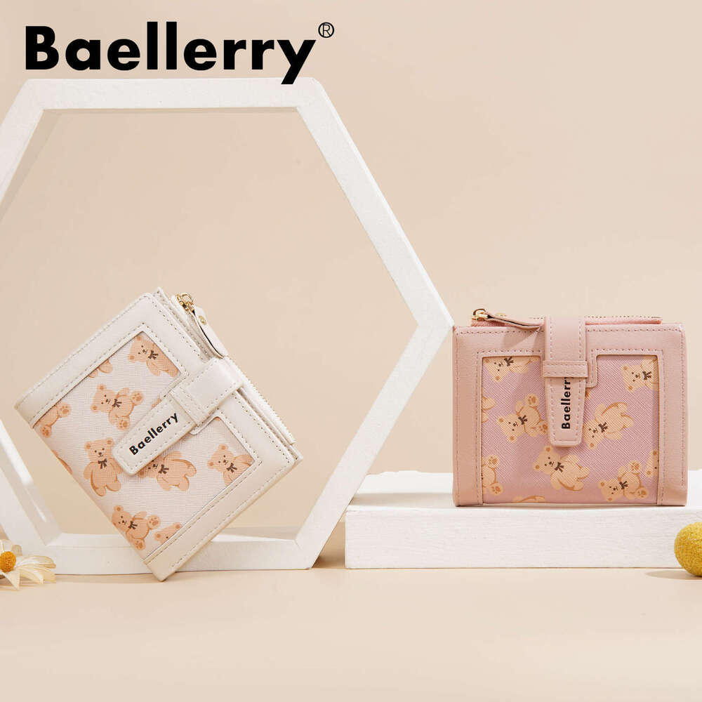 New Women's Short Baellerry Cartoon Bear Drawstring Coin Purse Mini Wallet