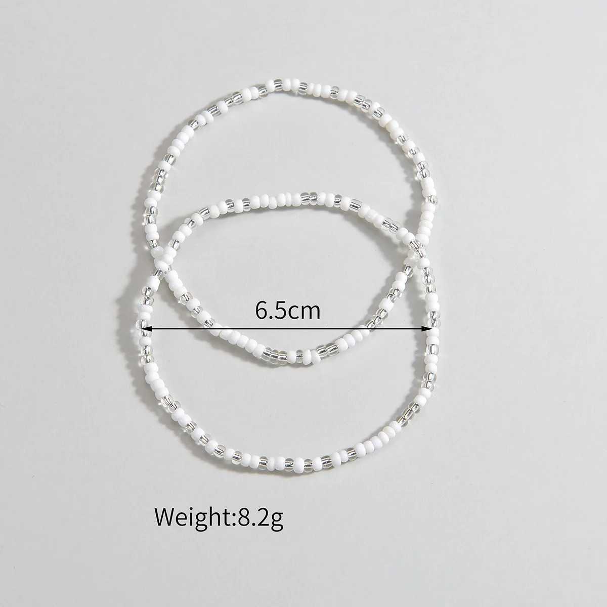 2pcs/set Boho Anklet Multi-layer White Beads Chain Ankle Summer Bracelet Charm Sandals Barefoot Beach Foot Bridal Jewelry A65 W250604