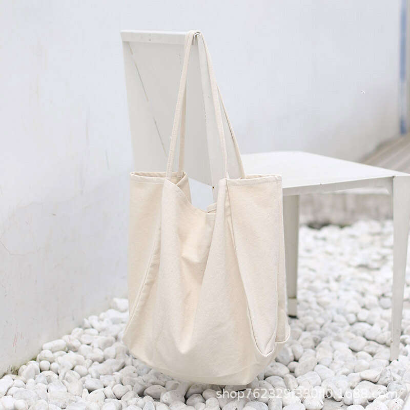 Ins Large Capacity Canvas Commuter Shopping Korean Solid Color Tote Bag Lazy Style