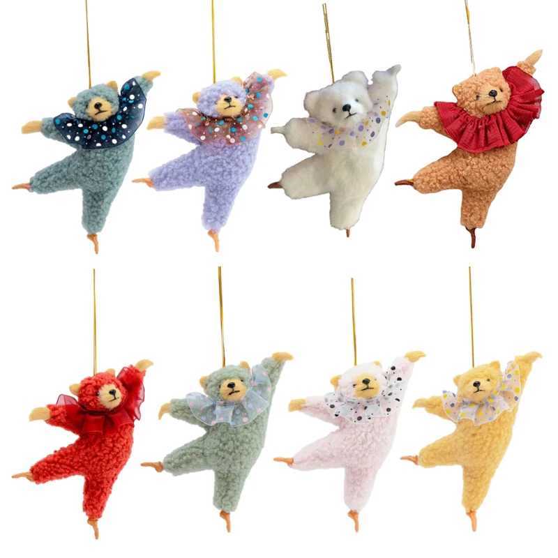 Creative Ballet Bear Car Pendants Adorable Room Pendant Cute Dancing Bear Car Decoration Bag Charm Handmade Plush Bear Keyrings W250604