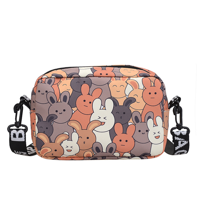 Brand Quality New 2025 New Small Square Bag Cartoon Cute Rabbit Crossbody Bag Letter Strap Lightweight Storage Bag Fashion Small Bag New Free Delivery