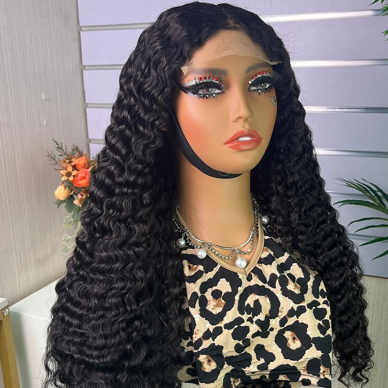natural black 5x5 hd lace front myanmar deep wave wig precut hairline thicker curls