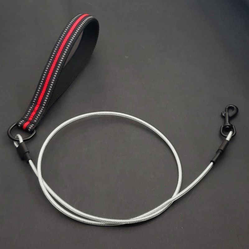 Chew Proof Dog Leash with Steel Wire Core and Reflective Nylon Handle for Medium Large Dogs - 1.2m / 1.5m