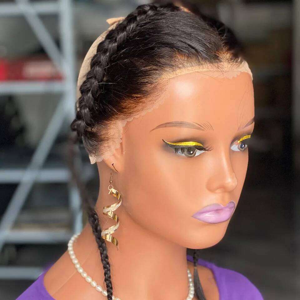 Top Grade 12 Inch To Ear Braided Hairpiece Bleached Knot Full 13x4 Lace Frontal Human Extension Unprocessed Virgin Hair