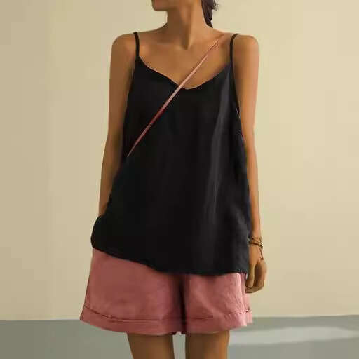 Camisole Women's Summer New Loose Cotton Linen Inner Layer Sleeveless Versatile Base Top B5