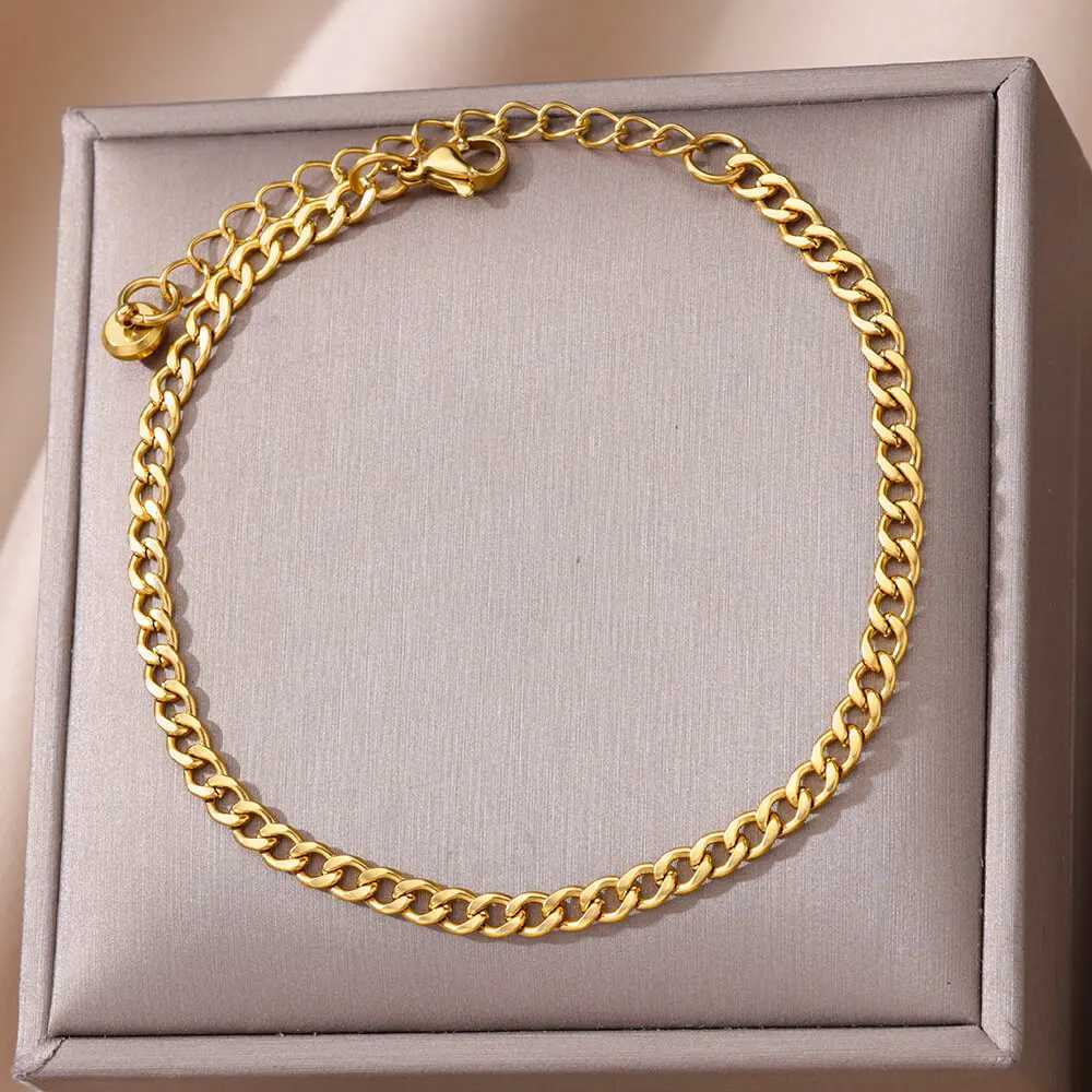 Anklets for Women Stainless Steel Gold Color Twist Chain Anklet Summer Boho Beach Accessories Simple Foot Leg Bracelets Jewelry W250604