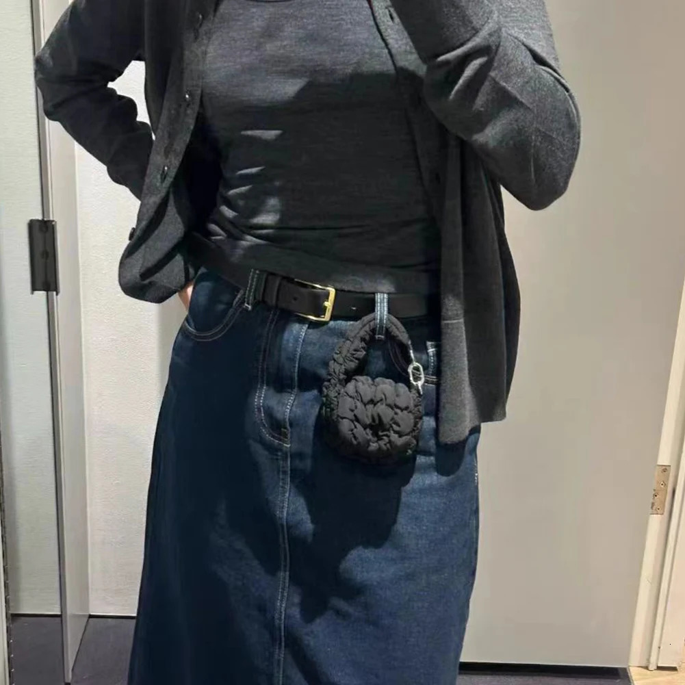 Women Mini Cloud Bag Solid Color Cotton Quilted Shoulder Bag Pleated Small Purse Flap Bag for Shopping Date 250530