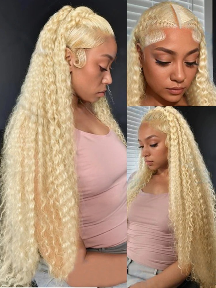 613 Blonde Deep Wave 13x6 HD Lace Frontal Wig Curly Wigs 13x4 Lace Front Human Hair Wig Blonde Remy Colored Water Wave Wigs Synthetic