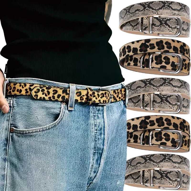 Y2K Leopard Print Belt Snake Skin Pattern PU Leather Belts Jeans Pin Buckle Closure Waistband Men Women Adjustable Cool Belt W250604