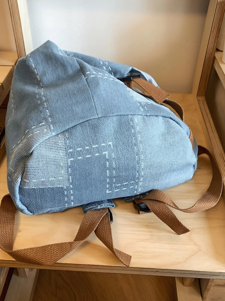 Women Denim Vintage College Backpack Lady Leisure Retro Trendy Female Patchwork Book Bag Fashion Cute Travel School Bag 250530