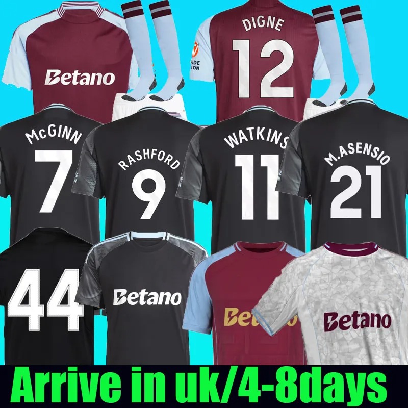 4XL 24 25 26 WATKINS Soccer Jerseys 2025 2026 150-Year Anniversary ASTONS Football Shirt Rashford M.Asensio Rogers Camisetas McGINN Onana BUENDIA men kids kit