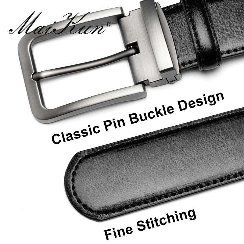 Maikun New Fashion Mens Belt Alloy Pin Buckle Business Belt Black Large Size Mens Belt W250604