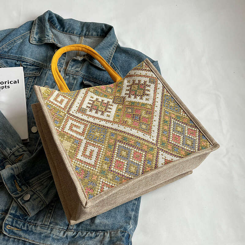 Large Capacity Commuter Women 2024 New Fashion Single Shoulder Tote Bag Ethnic Style Student Handbag for Class Trendy