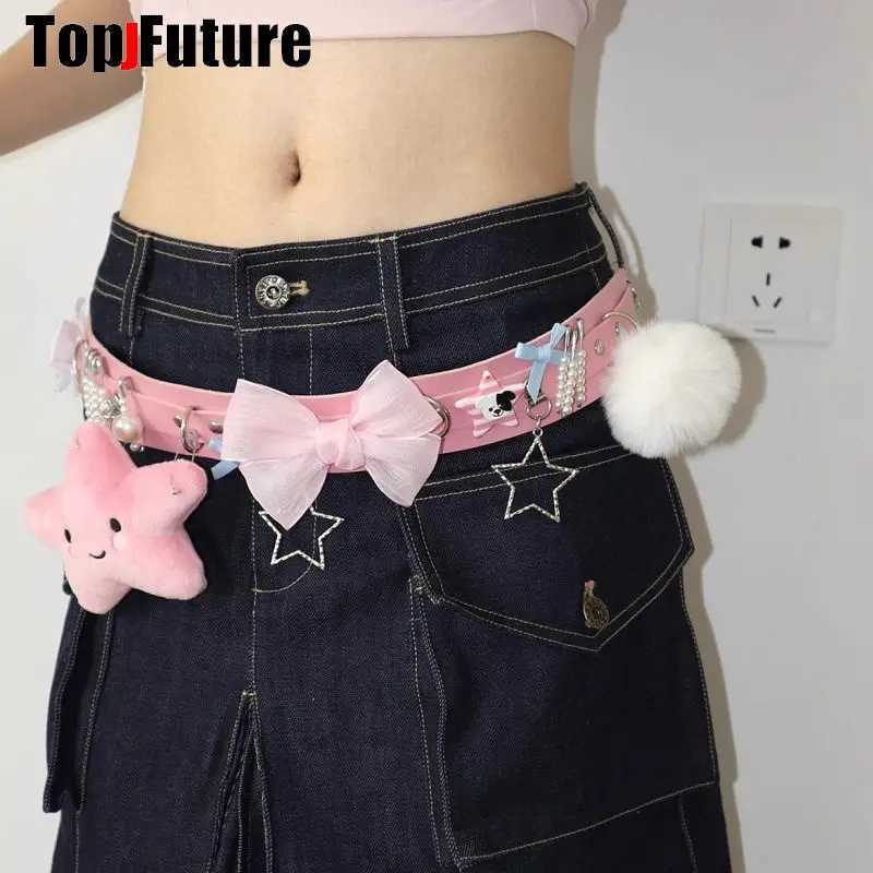 Women HAND MAKE Gothic Lolita Punk Harajuku full of pendants belt princess Y2K girl Millennium Spicy Girl heart star bow belt W250604