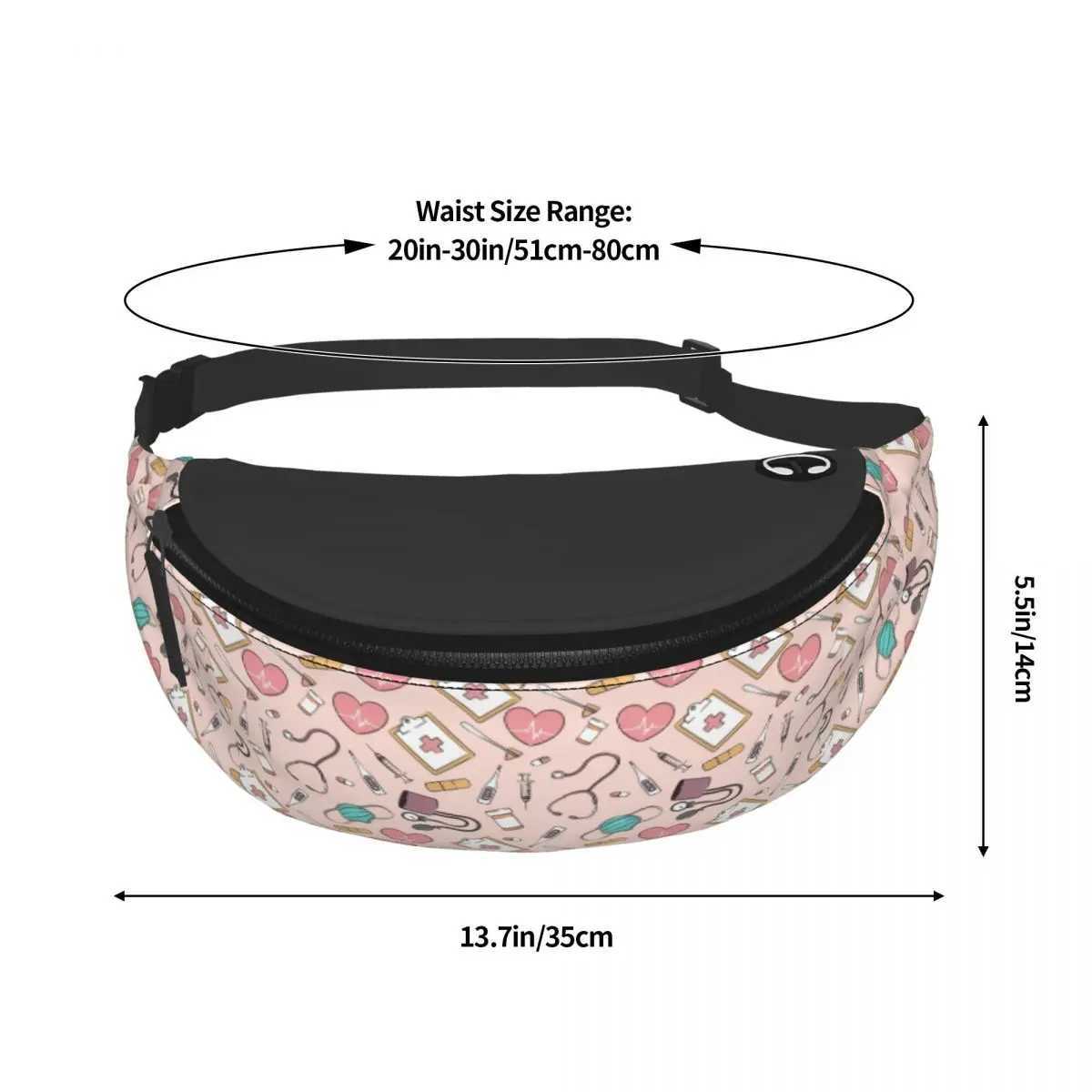 Custom Cool Funny Nurse Pattern Fanny Pack for Cycling Camping Women Men Health Nursing Crossbody Waist Bag Phone Money Pouch W250604