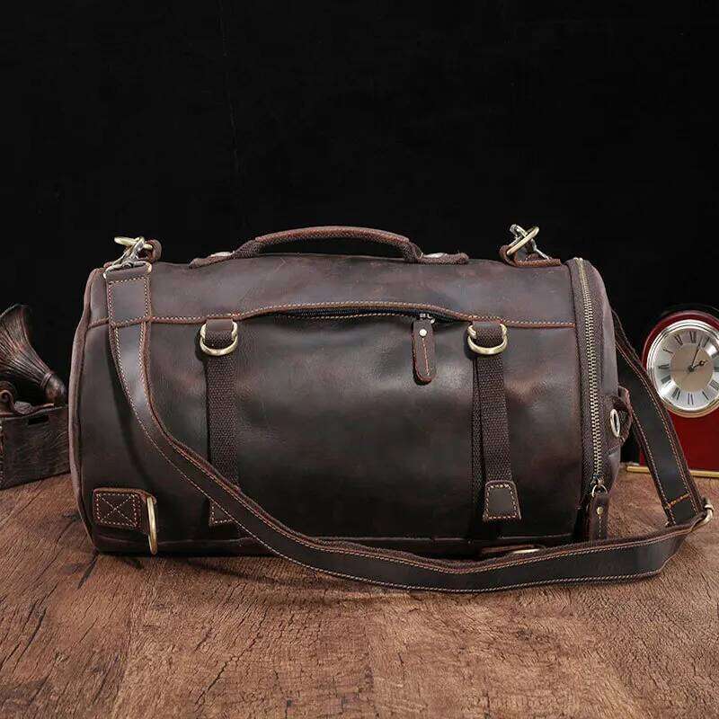 Luufan Unique Design Backpack For Men Vintage Crazy Horse Leather Bucket Daypack Large Travel Bag Male Backpacks