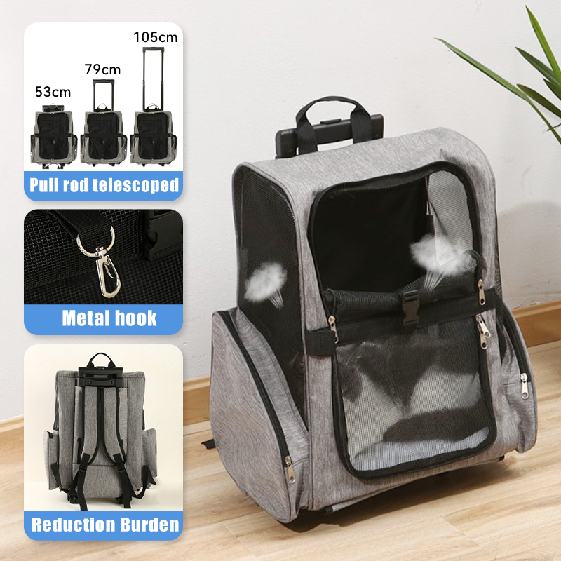 Pet trolley bag cat and dog travel bag cat trolley bagcat carrier bagdog backpack bag Two usage methods