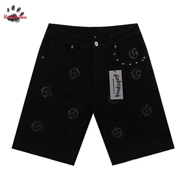 2025 New GOD SPEED Jeans Shorts Men Woman Good Quality Vintage Washed Loose Casual Couple Hip Hop Embroidery Streetwear S2564