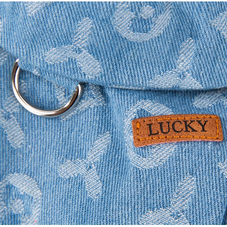 Dog Jean Jacket, Denim Lapel Coat Jacket Costume, Fashion Pattern Embossing Girl Boy Puppy Cat Clothes with D-ring, Warm Comfort Apparel for Small Med