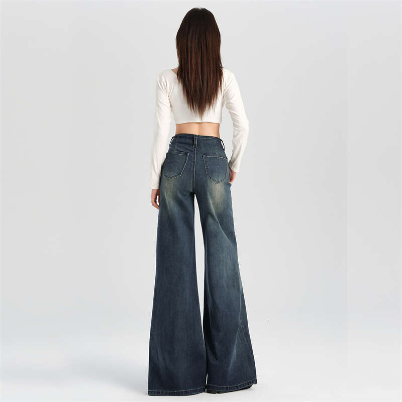 Flared Jeans For Women, Autumn New Style, Petite High Waist Slim Fit Stretch Bootcut Floor-Length Pants B5