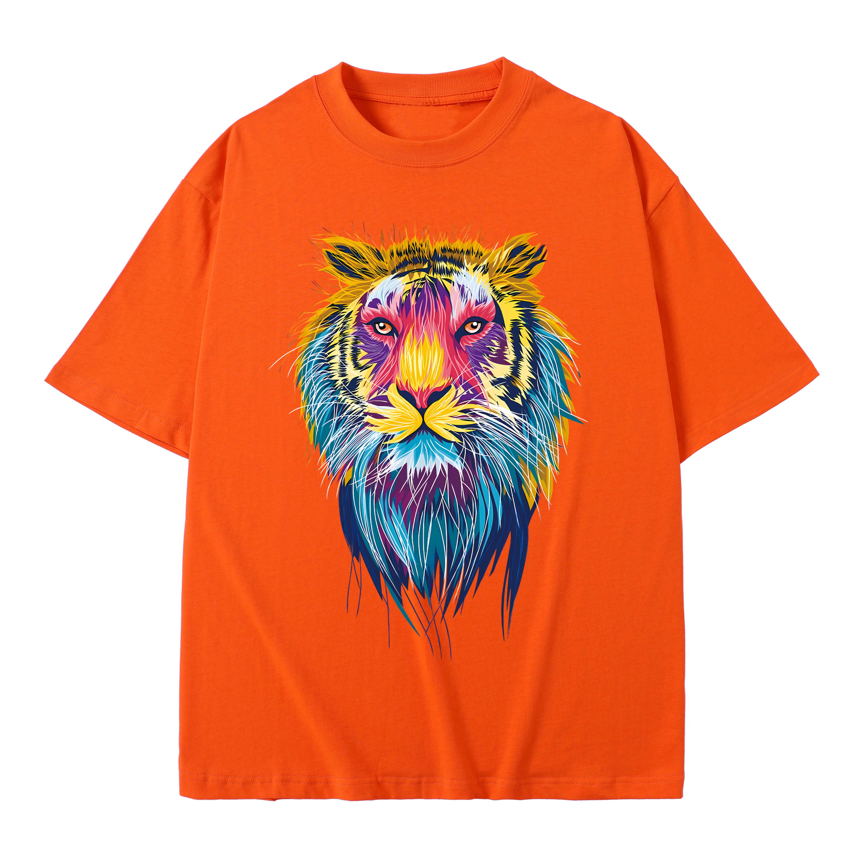 T-shirt men's top designer cotton T-shirt Colorful Tiger short sleeved clothing high-quality fashionable T-shirt BROADTRUE