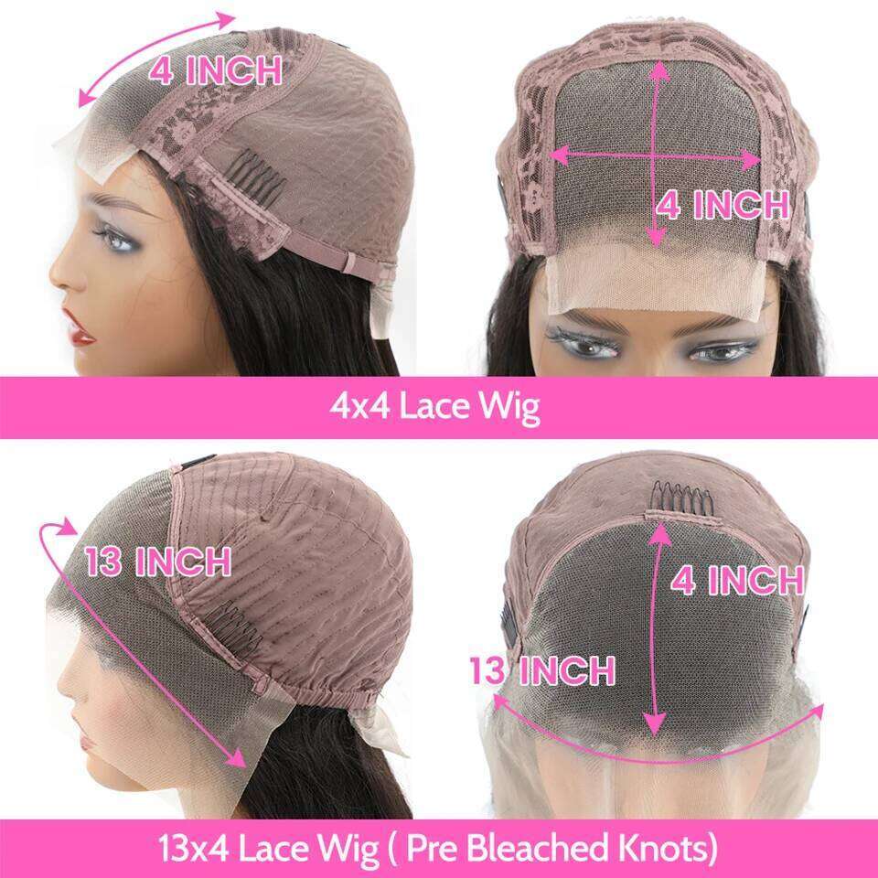 ISEE HAIR Malaysian Straight 13x4 HD Frontal Pre Bleached Knots For Women 4x4 Lace Wig Human Hair Wigs