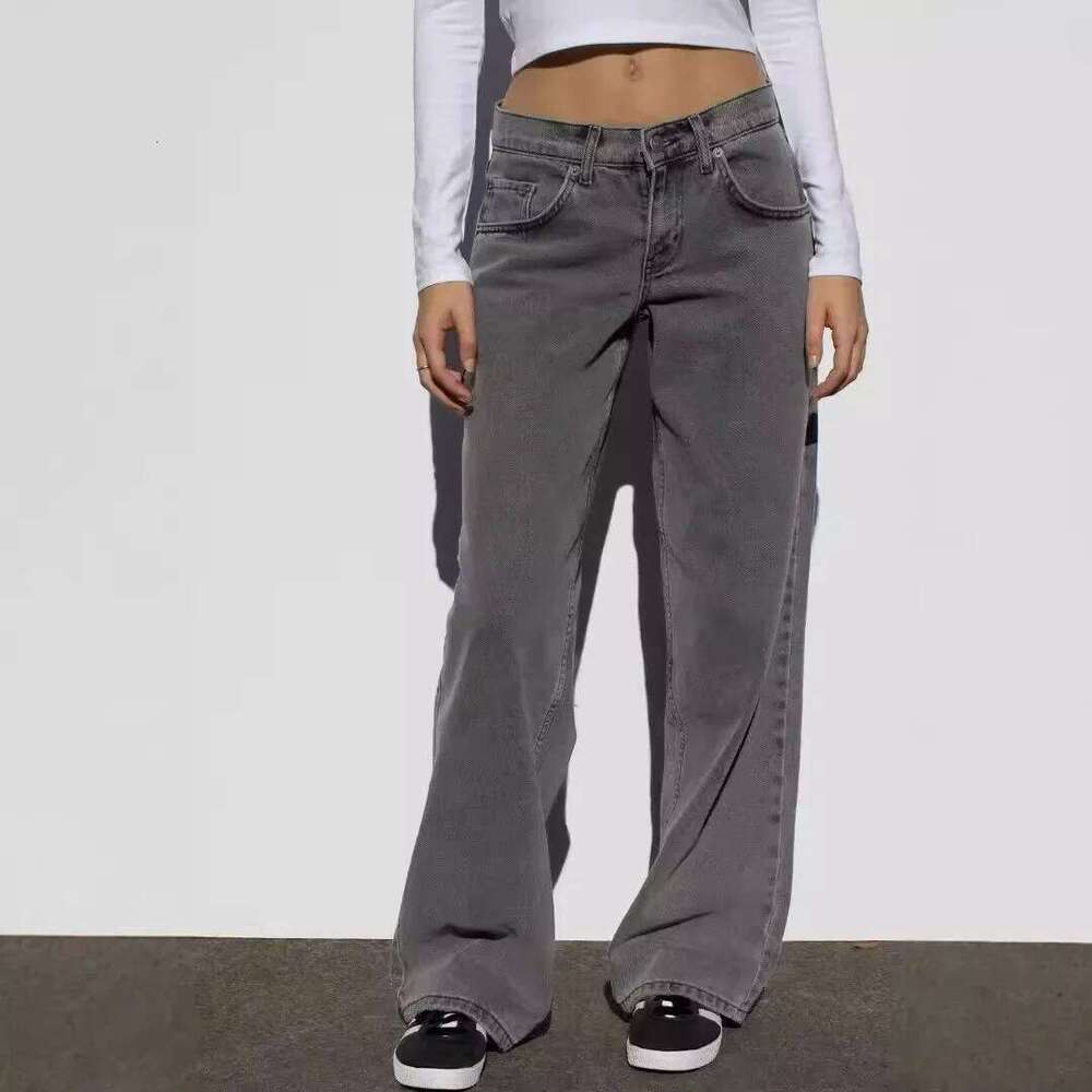 Vintage Distressed Straight-Leg High-Waisted Washing Jeans Loose-Fit Draped Versatile European And American Style Denim Pants