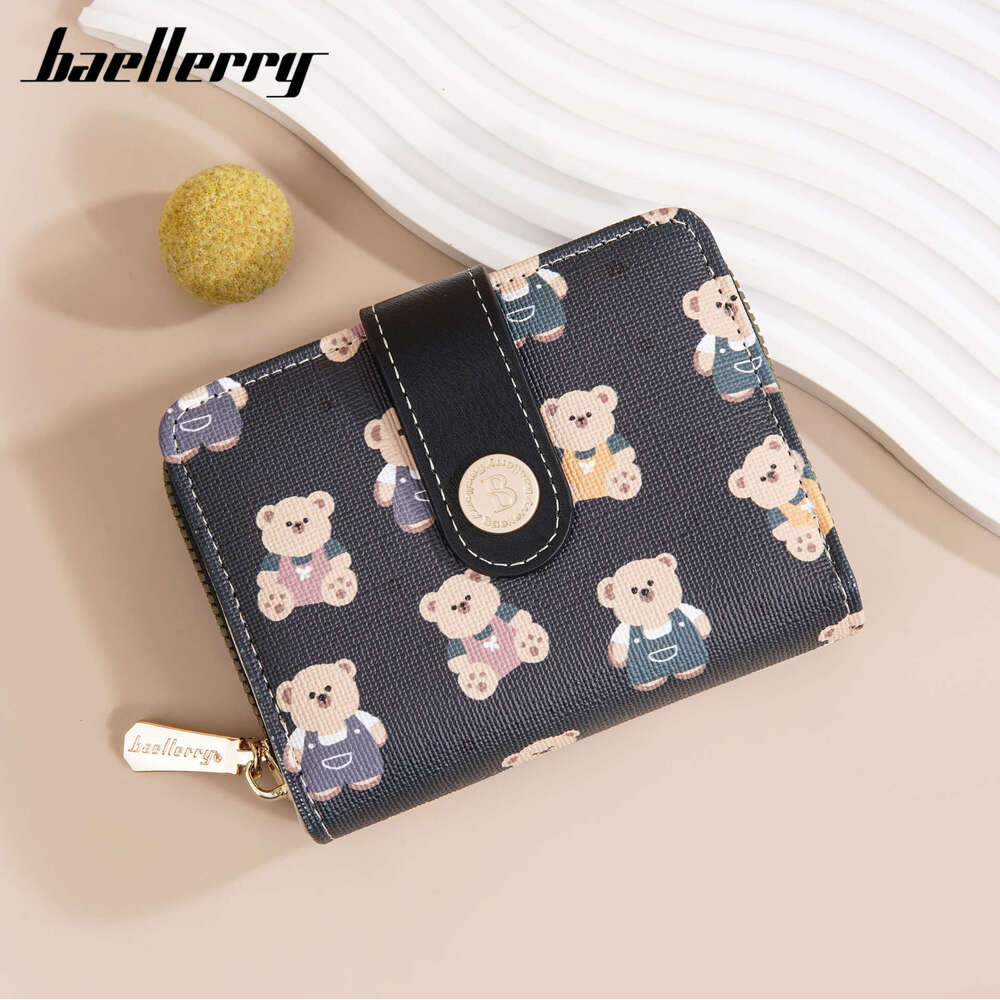 New Women's Short Wallet Baellerry Korean Version Cartoon Bear Pattern High-end Small Coin Purse