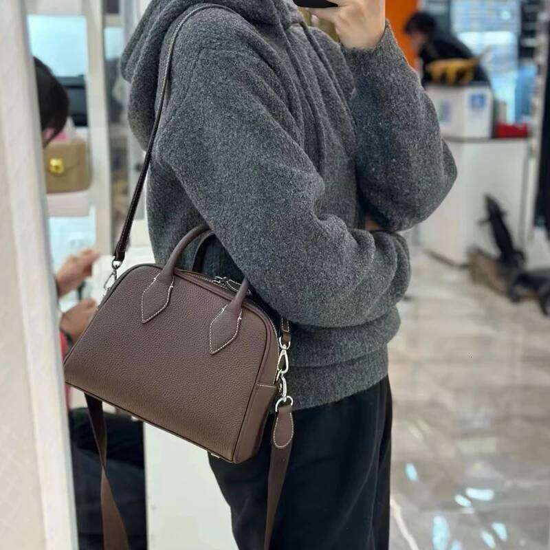 Women's Bags Designer Women's Wear Free Custom Initials Genuine Leather Boston Bags For Women Designer Handbags Purses New In Natural Cowhid