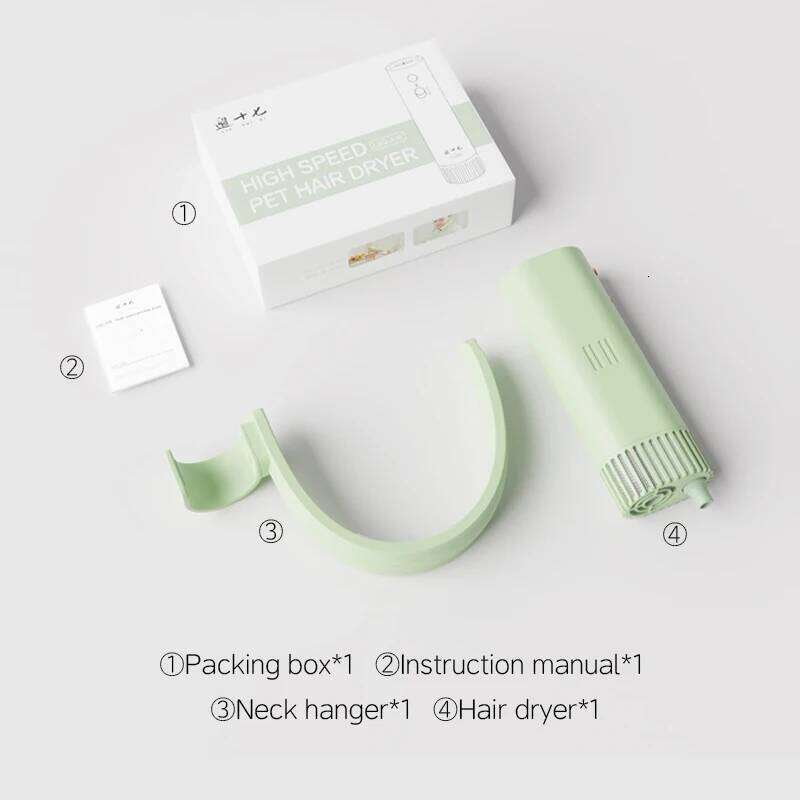 High-Power Negative Ion Pet Hair Dryer Silent With Beauty Bristles Quick Blow Hanging Neck Design Portable Universal For Dog