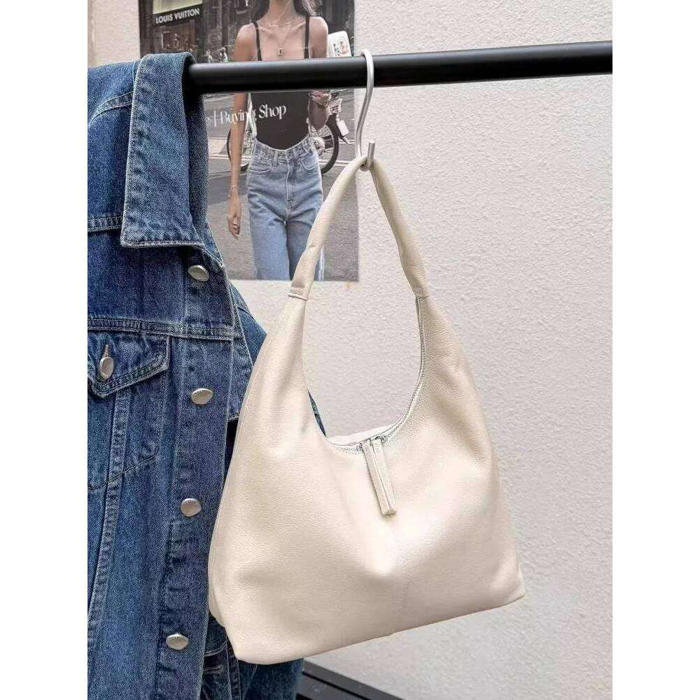 Ladies Spring Summer Office Genuine Leather Dumpling Bun Fashion Leisure Versatile Handbag Armpit Underarm Shoulder Bag