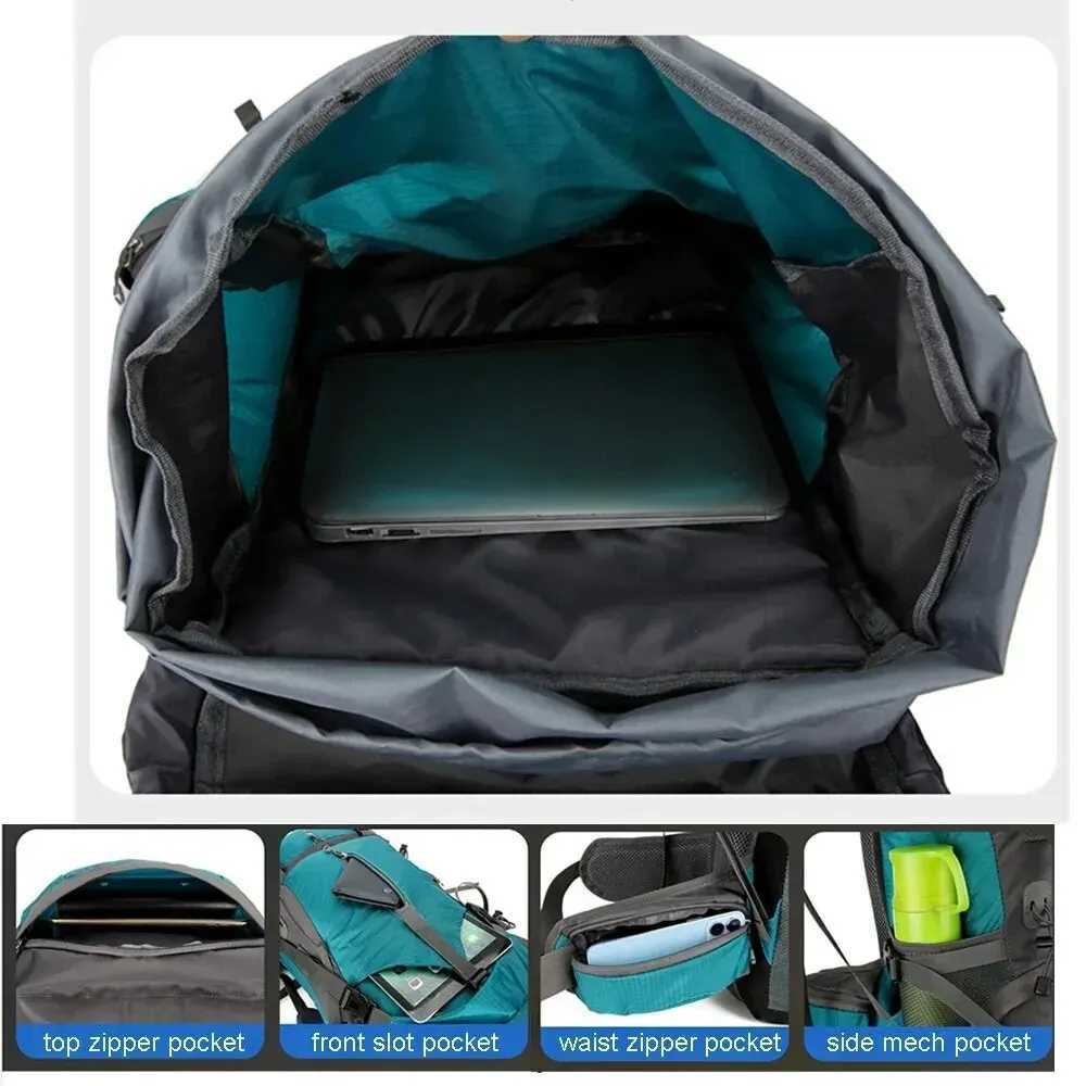 Waterproof Nylon Bag Camping Travel Backpack With Rain Cover Outdoor Hiking Mountaineering Men Shoulder Climbing Travel Bags W250603