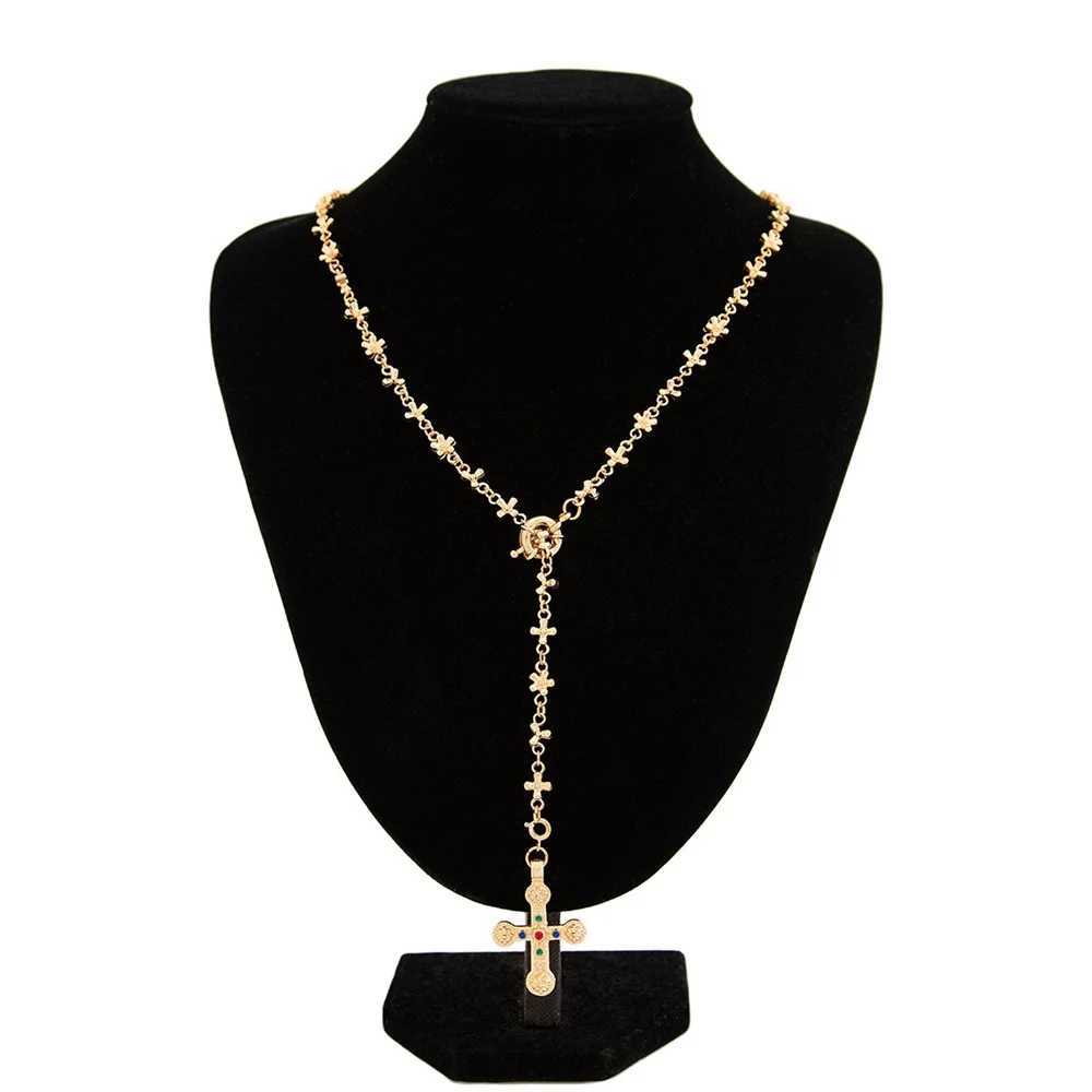 Shiny Cross Pendant Necklace for Women Fashion Daisy Molecule Chain Necklace Bracelet Statement Y2K Ins Party Jewelry Gifts 2024 XJ250604