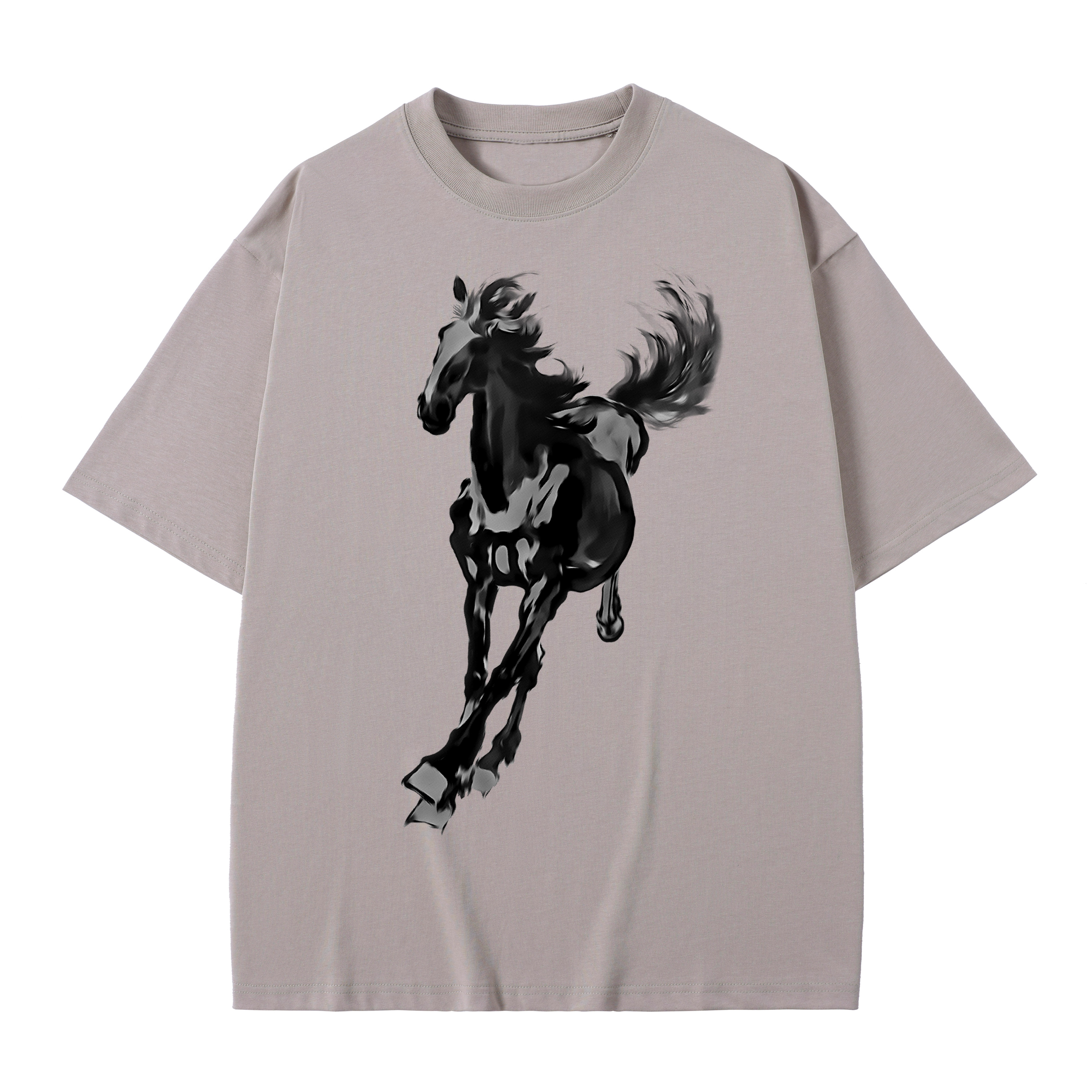 T-shirt men's top designer cotton T-shirt the silvery fine horse short sleeved clothing high-quality fashionable T-shirt BROADTRUE