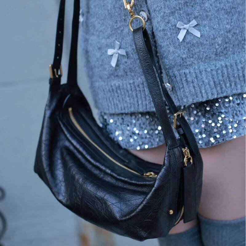 2025 Design Pleated Cowhide Shoulder Bags Women Casual Fashion Soft Tote Elegant Commute Handbag Crossbody Bag Female