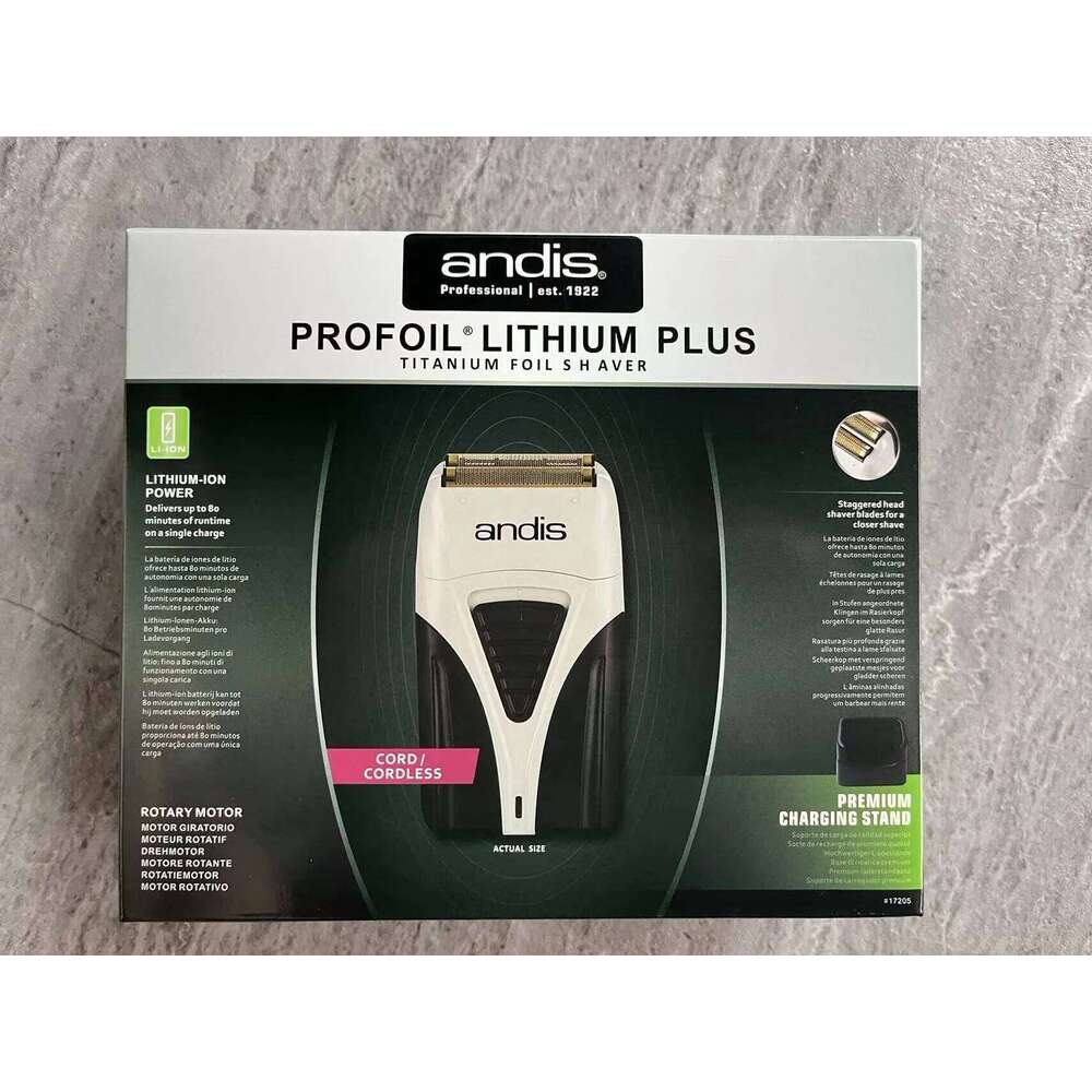 Original Andis Profoil Lithium Plus 17205 Barber Hair Cleaning Electric Shaver For Men Beard Stubble Razor Bald Shaving Hine
