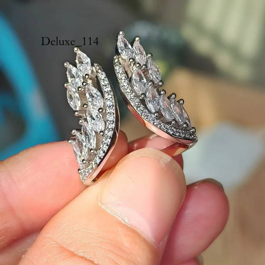 2023 Choucong Brand Wedding Rings Jewelry Sterling Sier Marquise Cut White Topaz CZ Dia Gemstones Angle Wings Women Bridal Ring Gift