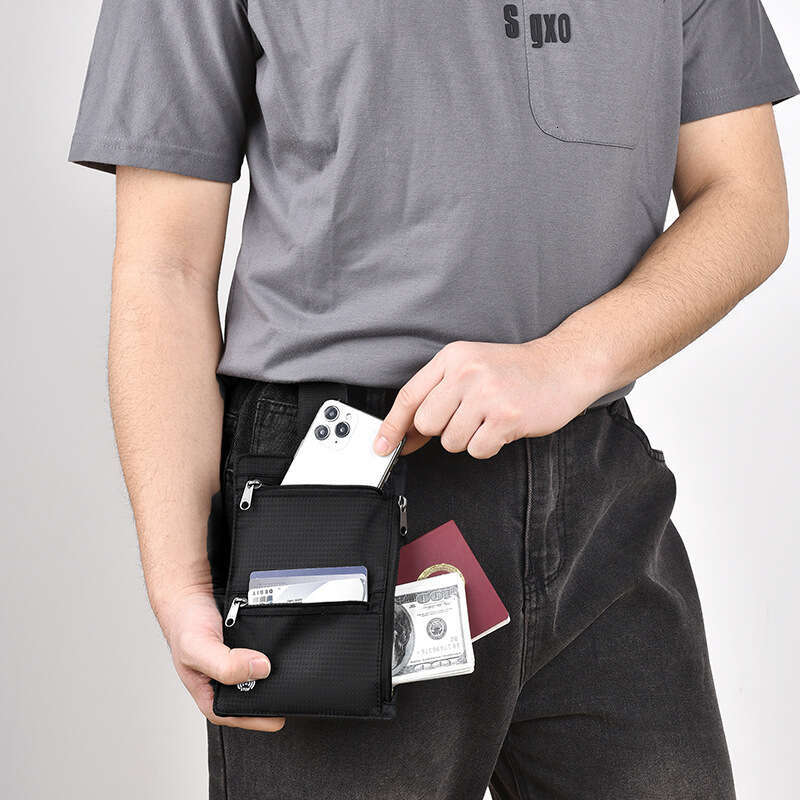Multifunctional Passport Bag Portable Waist Hanging Ultra-thin Travel Wallet RFID Anti-theft Brush