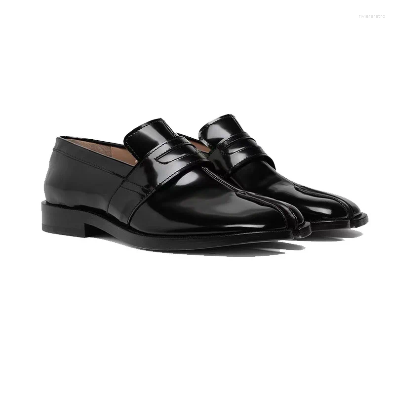 Dress Shoes Split Toe Tabi Loafers Women Single Platfrom Soft Leather Soles Solid Color Flats Casual