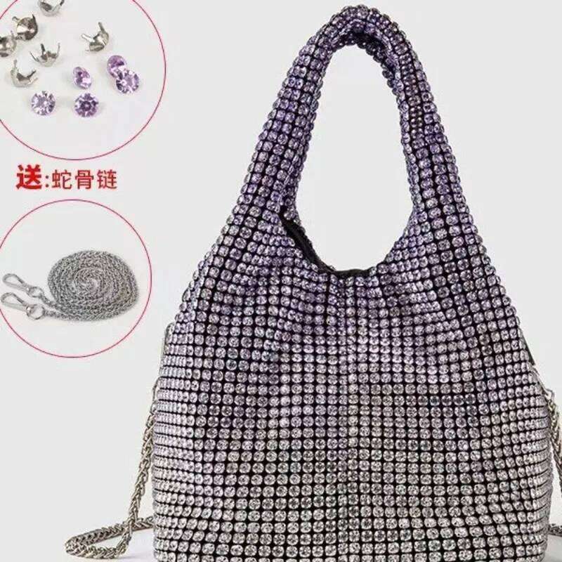 Glamorous Rhinestone Pearl Evening Bag For Women Elegant Stage Performance Purse Sparkly Prom Party Clutch Shoulder Crossbodybag