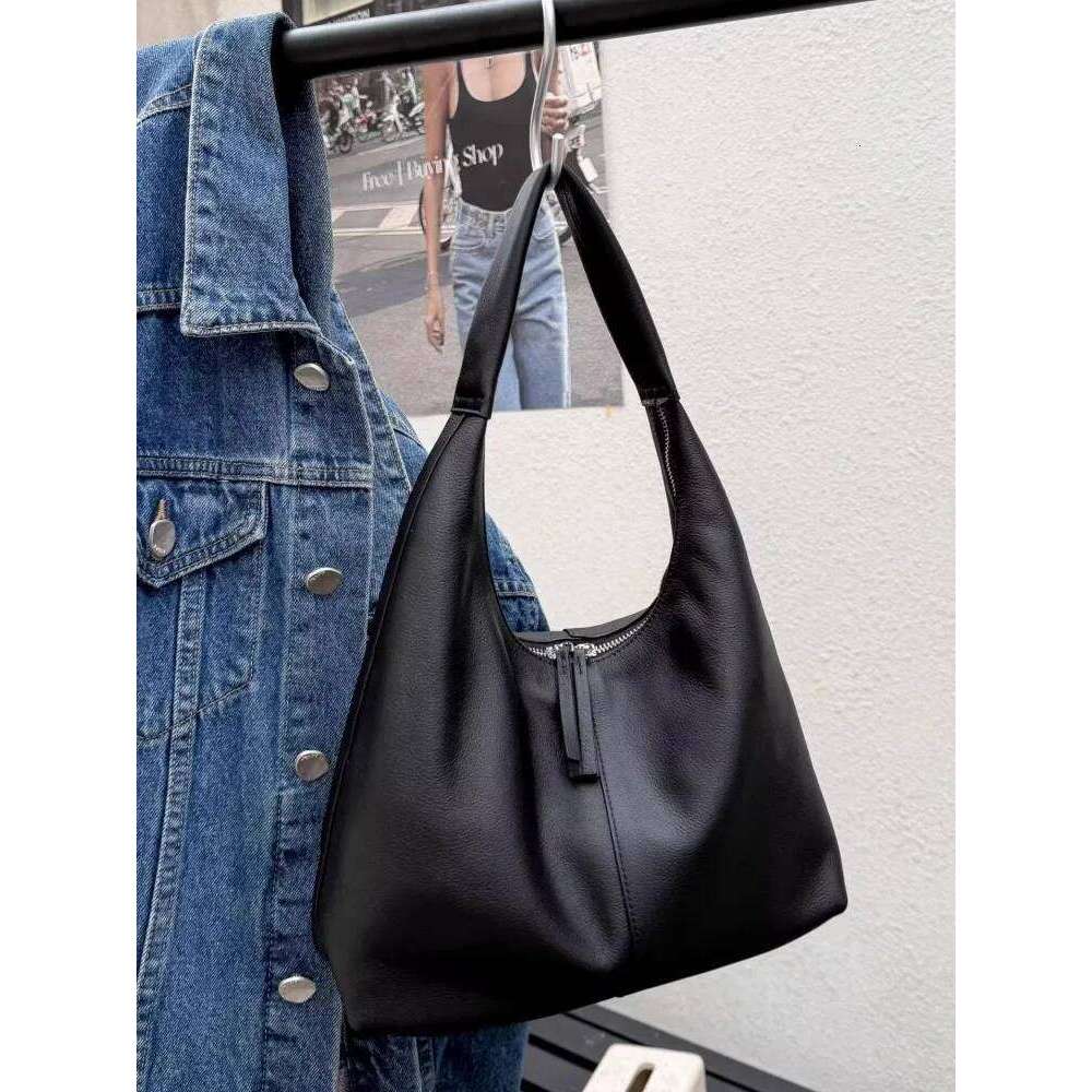 Ladies Spring Summer Office Genuine Leather Dumpling Bun Fashion Leisure Versatile Handbag Armpit Underarm Shoulder Bag