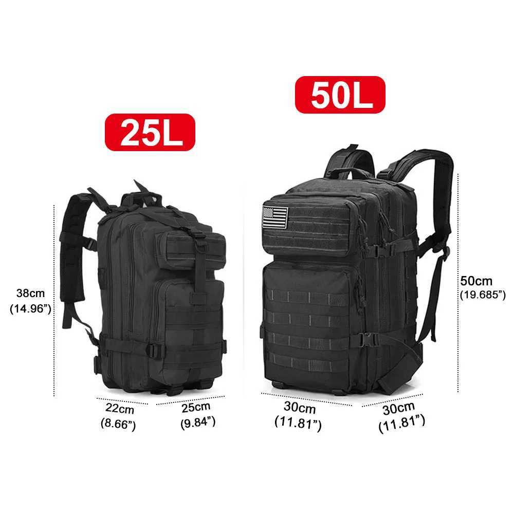 45L/25L Tactical Backpack Mens Travel Large Capacity Rucksacks Men Waterproof Outdoor Sports Multi-functional BagsW250603