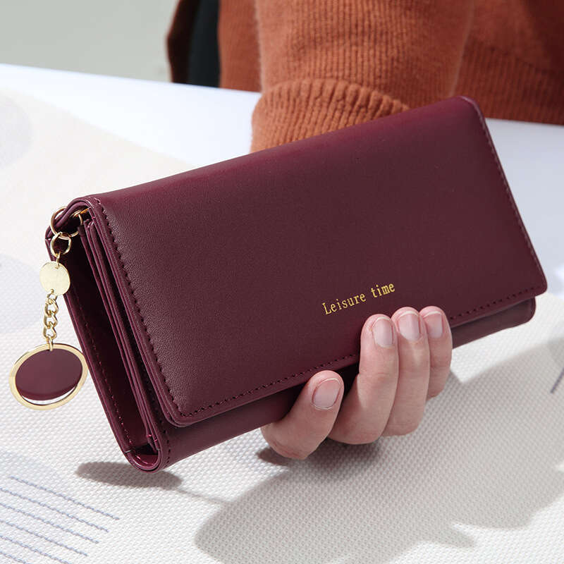 Genuine Leather Long Style Solid Color Card Holder Large Capacity Women's High-end Zipper Fashion Wallet for Women
